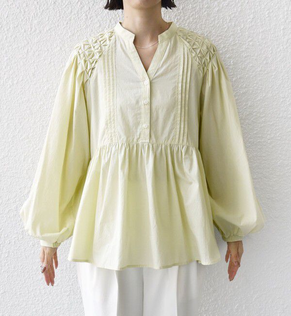 SHIPS for women「【WEB限定】〈手洗い可能〉ショルダー 刺繍 タック ブラウス」|シャツ・ブラウス|