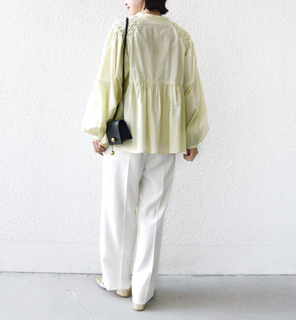 SHIPS for women「【WEB限定】〈手洗い可能〉ショルダー 刺繍 タック ブラウス」|シャツ・ブラウス|