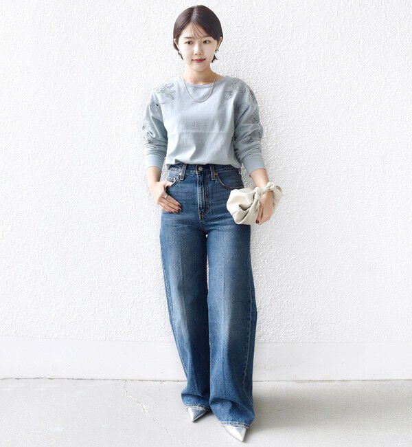 SHIPS for women「【WEB限定】〈手洗い可能〉ショルダー レース コンビ ニット プルオーバー」|ニット・セーター|