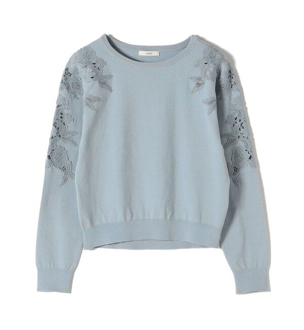 SHIPS for women「【WEB限定】〈手洗い可能〉ショルダー レース コンビ ニット プルオーバー」|ニット・セーター|