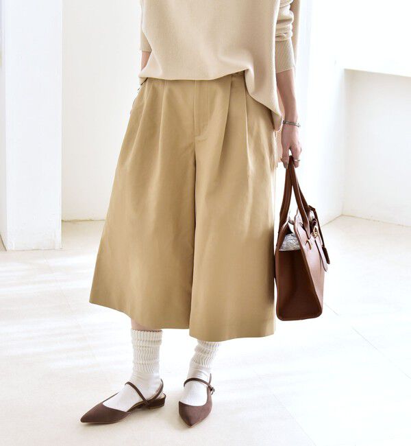 quaranciel「quaranciel:〈洗濯機可能〉タック Aライン ハーフ パンツ」|キュロット|