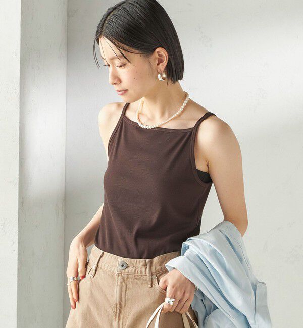 SHIPS for women「【SHIPS別注】GGG:〈手洗い可能〉スクエアネック リブ タンクトップ」|キャミソール|