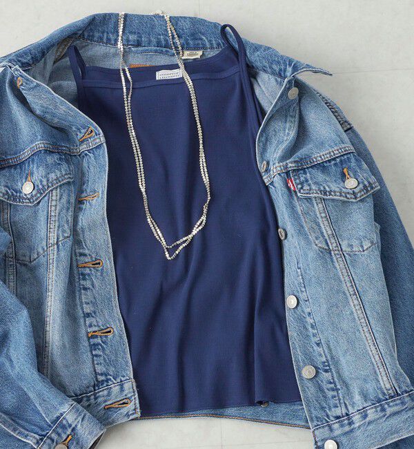 SHIPS for women「【SHIPS別注】GGG:〈手洗い可能〉スクエアネック リブ タンクトップ」|キャミソール|ネイビー