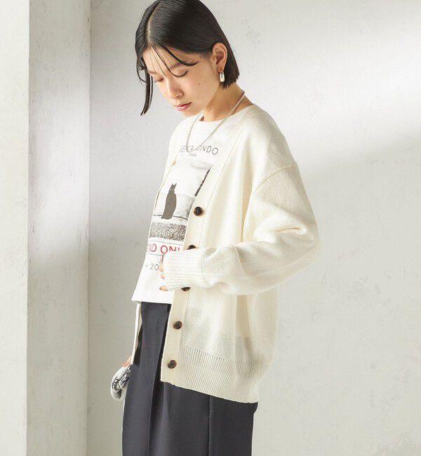 SHIPS for women「〈手洗い可能〉ブライト ペーパー Vネック ニット カーディガン」|カーディガン|