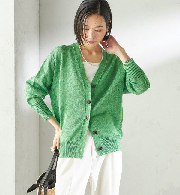 SHIPS for women「〈手洗い可能〉ブライト ペーパー Vネック ニット カーディガン」|カーディガン|