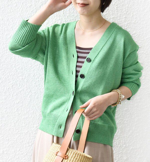SHIPS for women「〈手洗い可能〉ブライト ペーパー Vネック ニット カーディガン」|カーディガン|