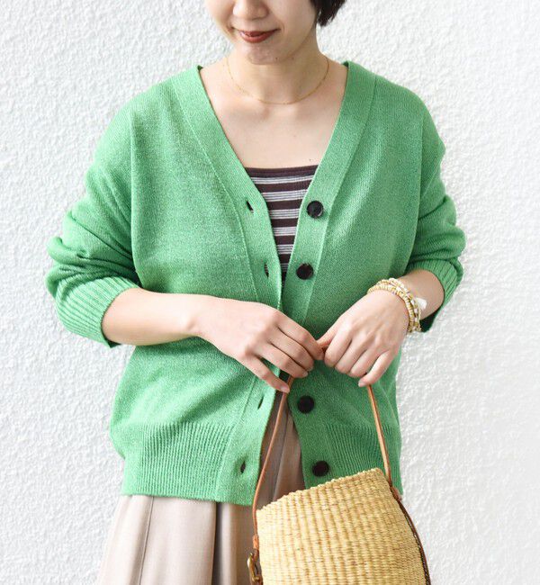 SHIPS for women「〈手洗い可能〉ブライト ペーパー Vネック ニット カーディガン」|カーディガン|