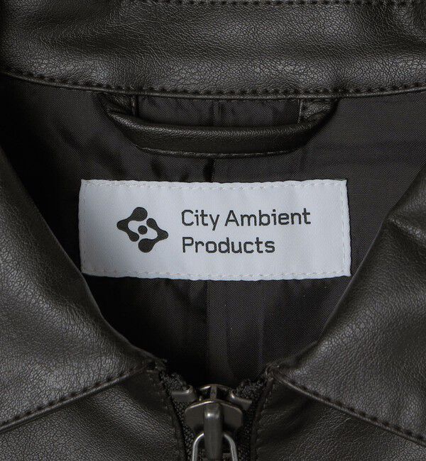 SHIPS「City Ambient Products: 合成皮革 ジップ ブルゾン」|ブルゾン・スタジャン|