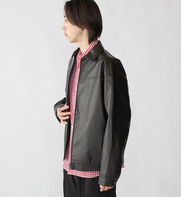 SHIPS「City Ambient Products: 合成皮革 ジップ ブルゾン」|ブルゾン・スタジャン|