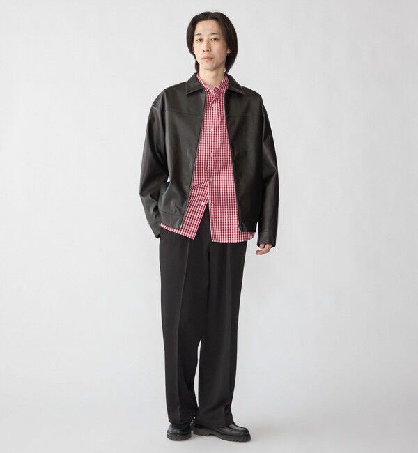 SHIPS「City Ambient Products: 合成皮革 ジップ ブルゾン」|ブルゾン・スタジャン|