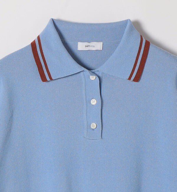 SHIPS any「SHIPS any:〈手洗い可能〉コットン ミックス ライン ポロニット プルオーバー」|ニット・セーター|