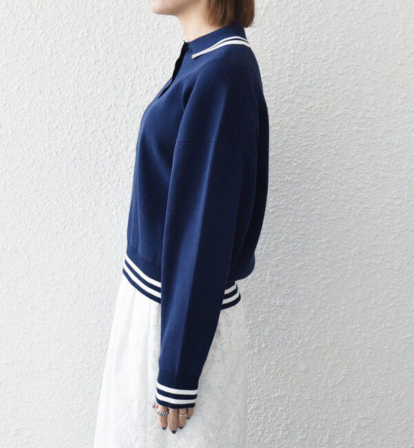 SHIPS any「SHIPS any:〈手洗い可能〉コットン ミックス ライン ポロニット プルオーバー」|ニット・セーター|