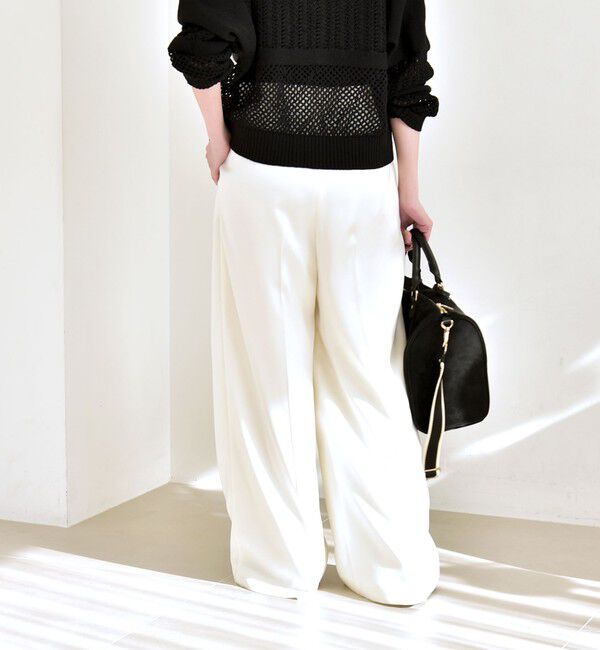 quaranciel「quaranciel:〈手洗い可能〉サテン ワイド ストレート スラックス」|その他|