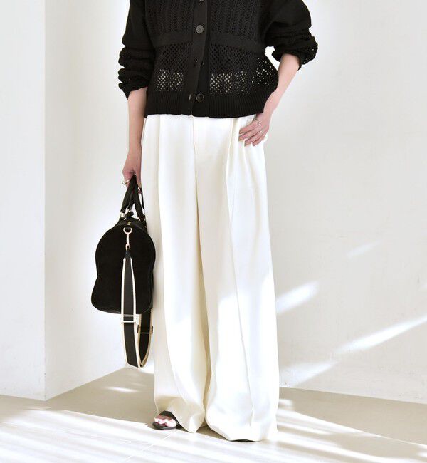 quaranciel「quaranciel:〈手洗い可能〉サテン ワイド ストレート スラックス」|その他|