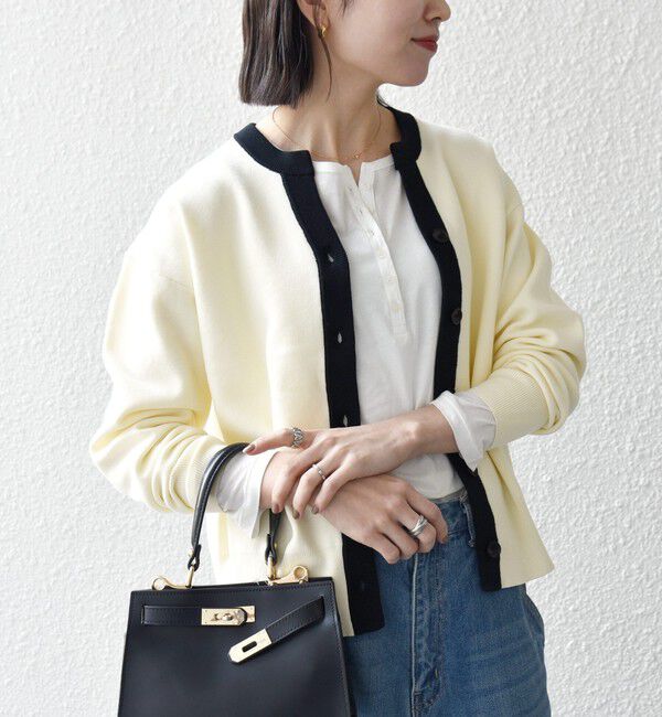 SHIPS any「《追加予約》SHIPS any:〈手洗い可能〉バイカラー スキッパー ニット カーディガン」|カーディガン|