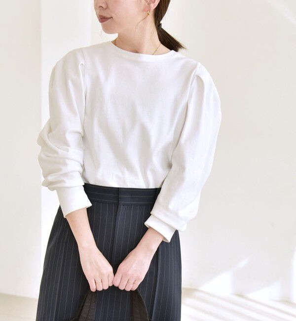 quaranciel「quaranciel:〈洗濯機可能〉パワーショルダー クルーネック プルオーバー」|Tシャツ・カットソー|