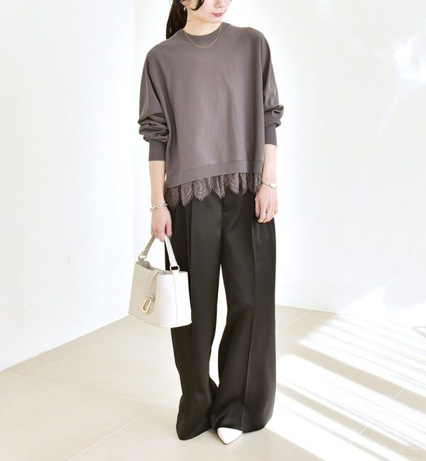 quaranciel「quaranciel:〈手洗い可能〉レースヘム ドルマン ニット プルオーバー」|ニット・セーター|