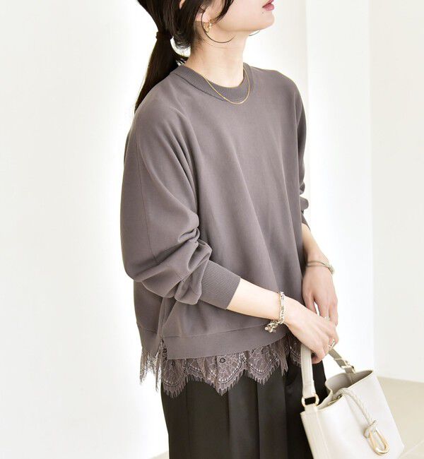 quaranciel「quaranciel:〈手洗い可能〉レースヘム ドルマン ニット プルオーバー」|ニット・セーター|