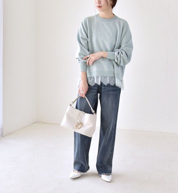 quaranciel「quaranciel:〈手洗い可能〉レースヘム ドルマン ニット プルオーバー」|ニット・セーター|