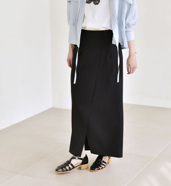 quaranciel「quaranciel:〈手洗い可能〉ウーステッド Iライン スリット スカート（セットアップ対応）」|スカート|