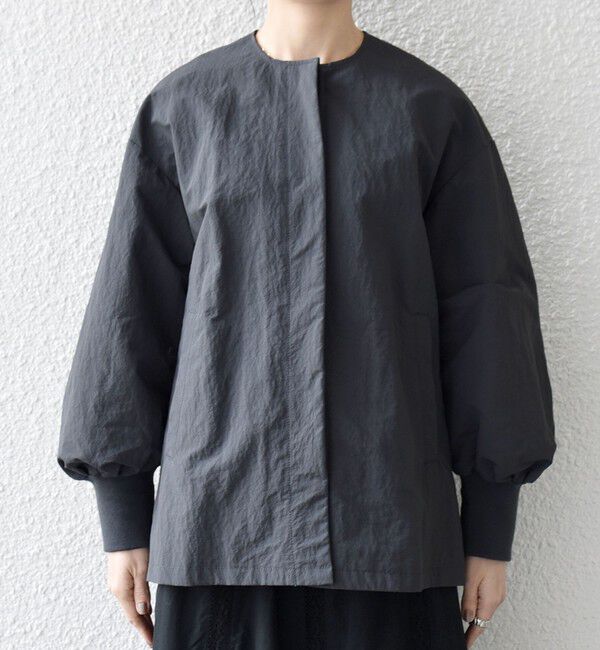 SHIPS any「SHIPS any:〈洗濯機可能〉ナイロン タスラン ノーカラー Aライン ブルゾン」|ブルゾン・スタジャン|