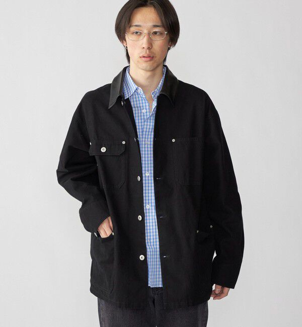 SHIPS「City Ambient Products: オーバーサイズ カバーオール ワーク ジャケット」|ブルゾン・スタジャン|ブラック