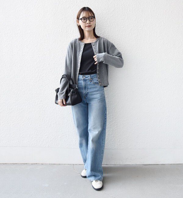 SHIPS for women「〈手洗い可能〉コットン ベロア パール モチーフ ボタン カーディガン」|カーディガン|