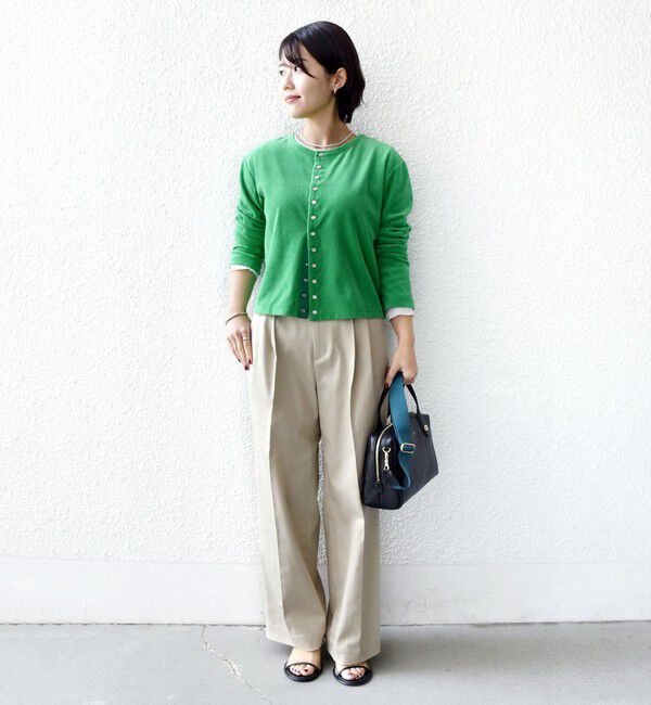 SHIPS for women「〈手洗い可能〉コットン ベロア パール モチーフ ボタン カーディガン」|カーディガン|