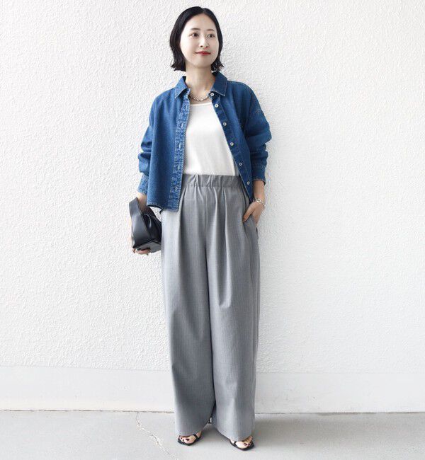 SHIPS for women「〈手洗い可能〉トロ ピン ストライプ ウエスト ギャザー パンツ」|その他|