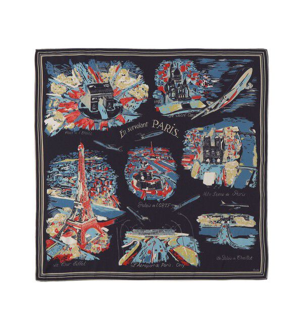 SHIPS any「【SHIPS any別注】BINDU:〈手洗い可能〉マップ スカーフ」|バンダナ・スカーフ|ネイビー