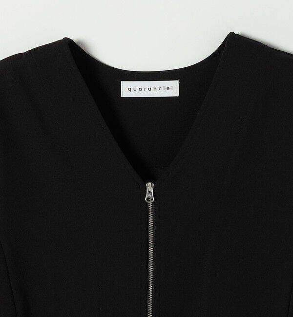 quaranciel「quaranciel:〈洗濯機可能〉カットジョーゼット Vネック ジップ カーディガン」|カーディガン|