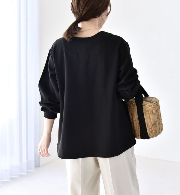 quaranciel「quaranciel:〈洗濯機可能〉カットジョーゼット Vネック ジップ カーディガン」|カーディガン|