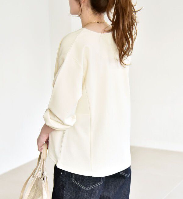 quaranciel「quaranciel:〈洗濯機可能〉カットジョーゼット Vネック ジップ カーディガン」|カーディガン|