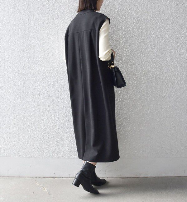 SHIPS any「SHIPS any:〈洗濯機可能〉シャーク Vネック Iライン ロング ワンピース」|ワンピース|