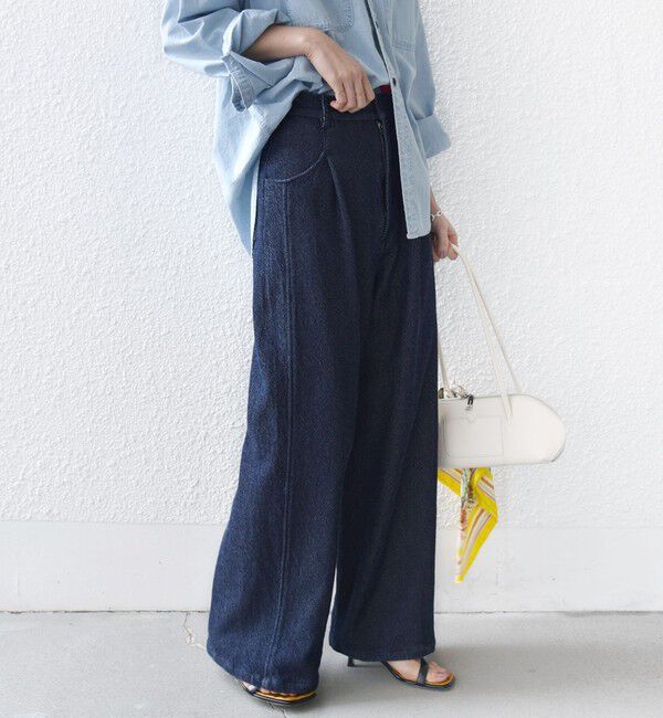 SHIPS for women「〈手洗い可能〉ルーズ デニム ポケット デザイン パンツ」|デニム|