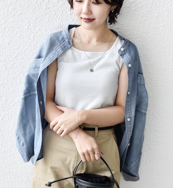 SHIPS for women「〈手洗い可能〉ラメ 2WAY ノースリーブ プルオーバー」|タンクトップ|ホワイト