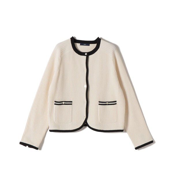 SHIPS for women「〈手洗い可能〉綿混 ウェーブ モール リブ 配色 カーディガン」|カーディガン|