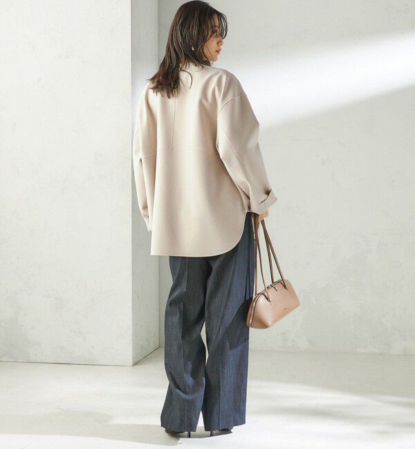 SHIPS for women「〈手洗い可能〉ストレッチ 二重織 リバー 仕立て ノーカラー コート」|その他|