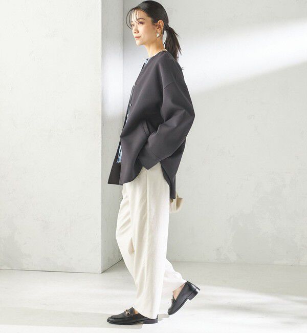 SHIPS for women「〈手洗い可能〉ストレッチ 二重織 リバー 仕立て ノーカラー コート」|その他|