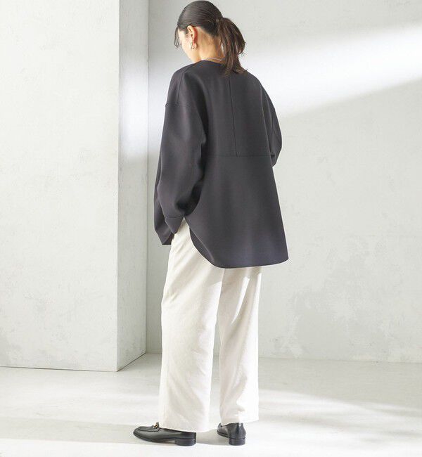 SHIPS for women「〈手洗い可能〉ストレッチ 二重織 リバー 仕立て ノーカラー コート」|その他|