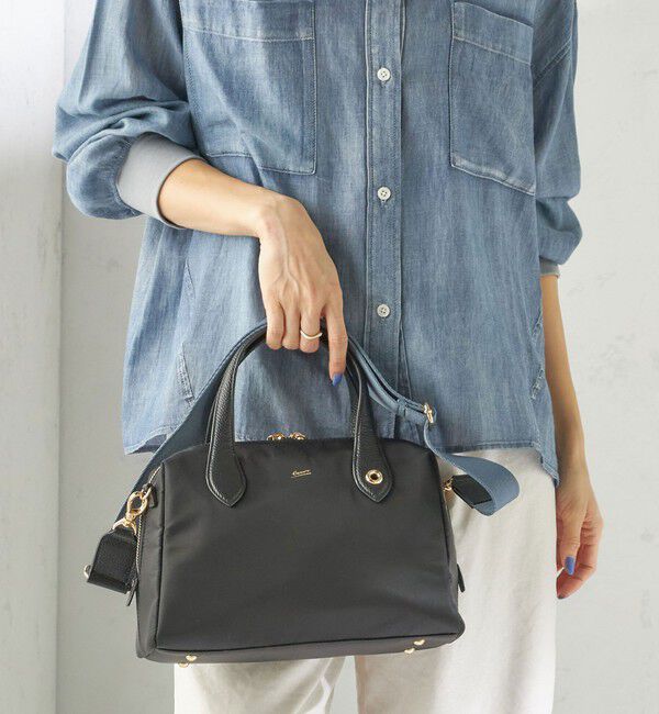 SHIPS for women「BEAURE: ナイロン スクエア テープ ボストン」|ボストンバッグ|ブラック