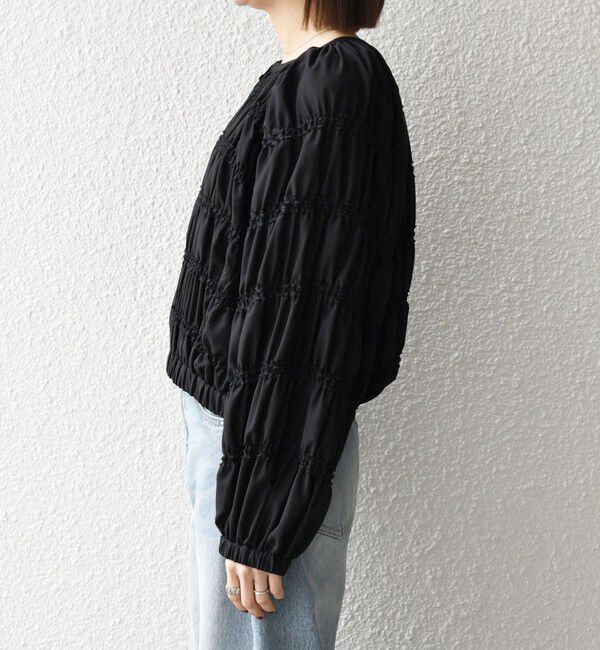 SHIPS any「SHIPS any:〈洗濯機可能〉シアー ギャザー フリル ブルゾン」|ブルゾン・スタジャン|