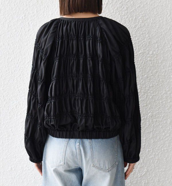 SHIPS any「SHIPS any:〈洗濯機可能〉シアー ギャザー フリル ブルゾン」|ブルゾン・スタジャン|