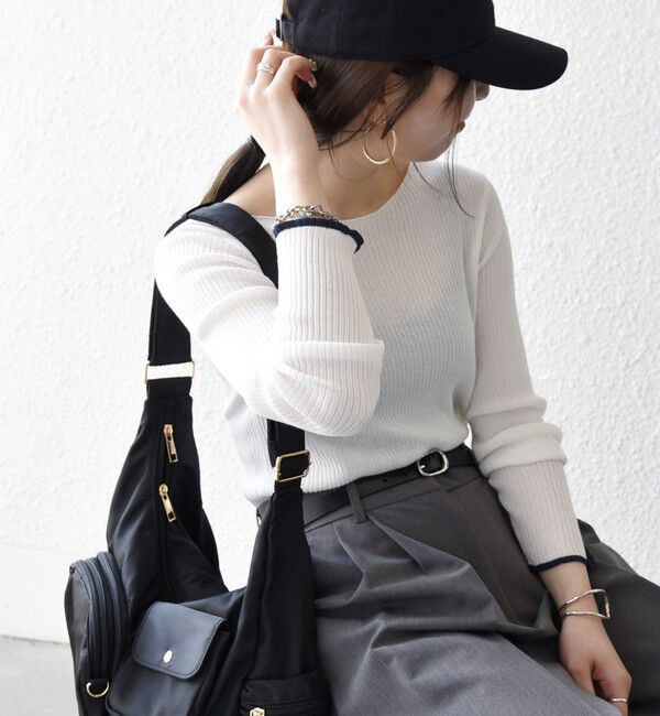 SHIPS any「SHIPS any:〈手洗い可能〉コットン ミックス 配色 リブ ニット プルオーバー」|ニット・セーター|