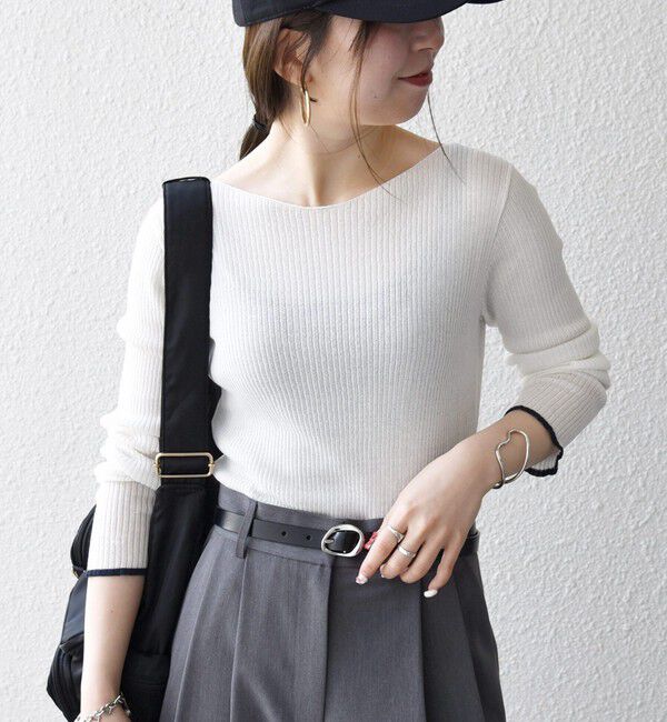 SHIPS any「SHIPS any:〈手洗い可能〉コットン ミックス 配色 リブ ニット プルオーバー」|ニット・セーター|