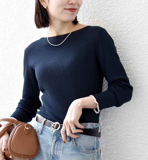 SHIPS any「SHIPS any:〈手洗い可能〉コットン ミックス 配色 リブ ニット プルオーバー」|ニット・セーター|