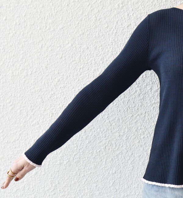 SHIPS any「SHIPS any:〈手洗い可能〉コットン ミックス 配色 リブ ニット プルオーバー」|ニット・セーター|