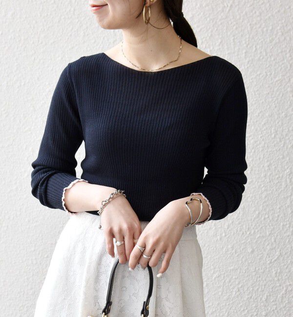 SHIPS any「SHIPS any:〈手洗い可能〉コットン ミックス 配色 リブ ニット プルオーバー」|ニット・セーター|