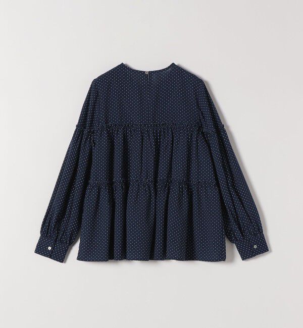 SHIPS any「SHIPS any:〈洗濯機可能〉ドット ノーカラー ティアード フレア ブラウス」|シャツ・ブラウス|