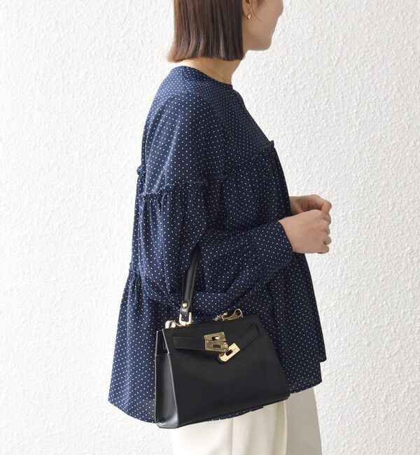 SHIPS any「SHIPS any:〈洗濯機可能〉ドット ノーカラー ティアード フレア ブラウス」|シャツ・ブラウス|